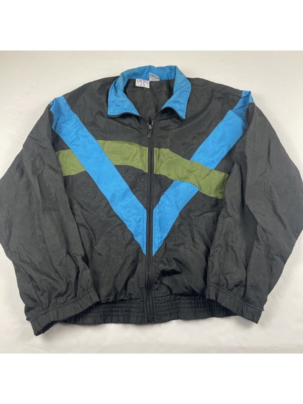 TODD 1 Track Jacket Men’s M Nylon Warm Up Windbreaker Chevron Design Colorblock